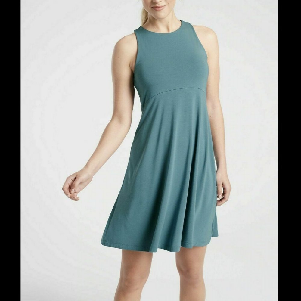 ATHLETA SURF TEAL SLEEVELESS SANTORINI THERA DRESS